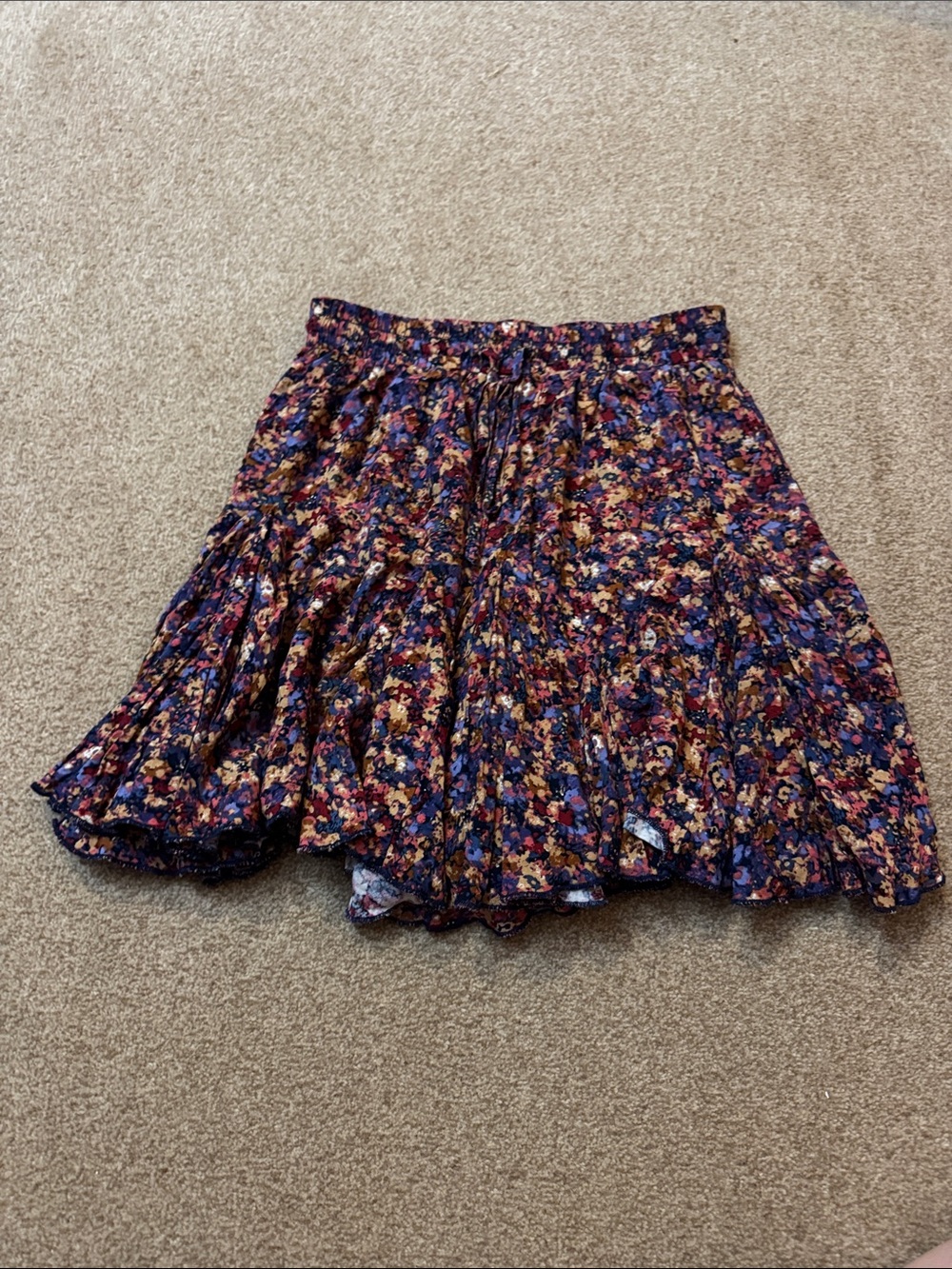Vestique multi colored Floral Tiered skirt size small